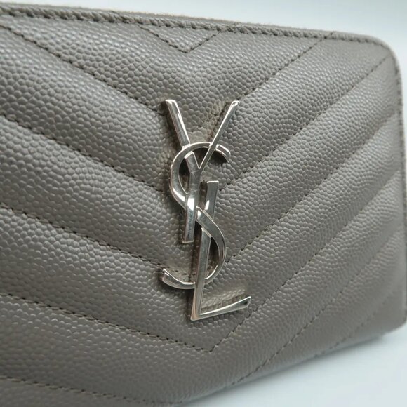 100% Authentic SAINT LAURENT Grey Leather Wallet - Picture 7 of 11